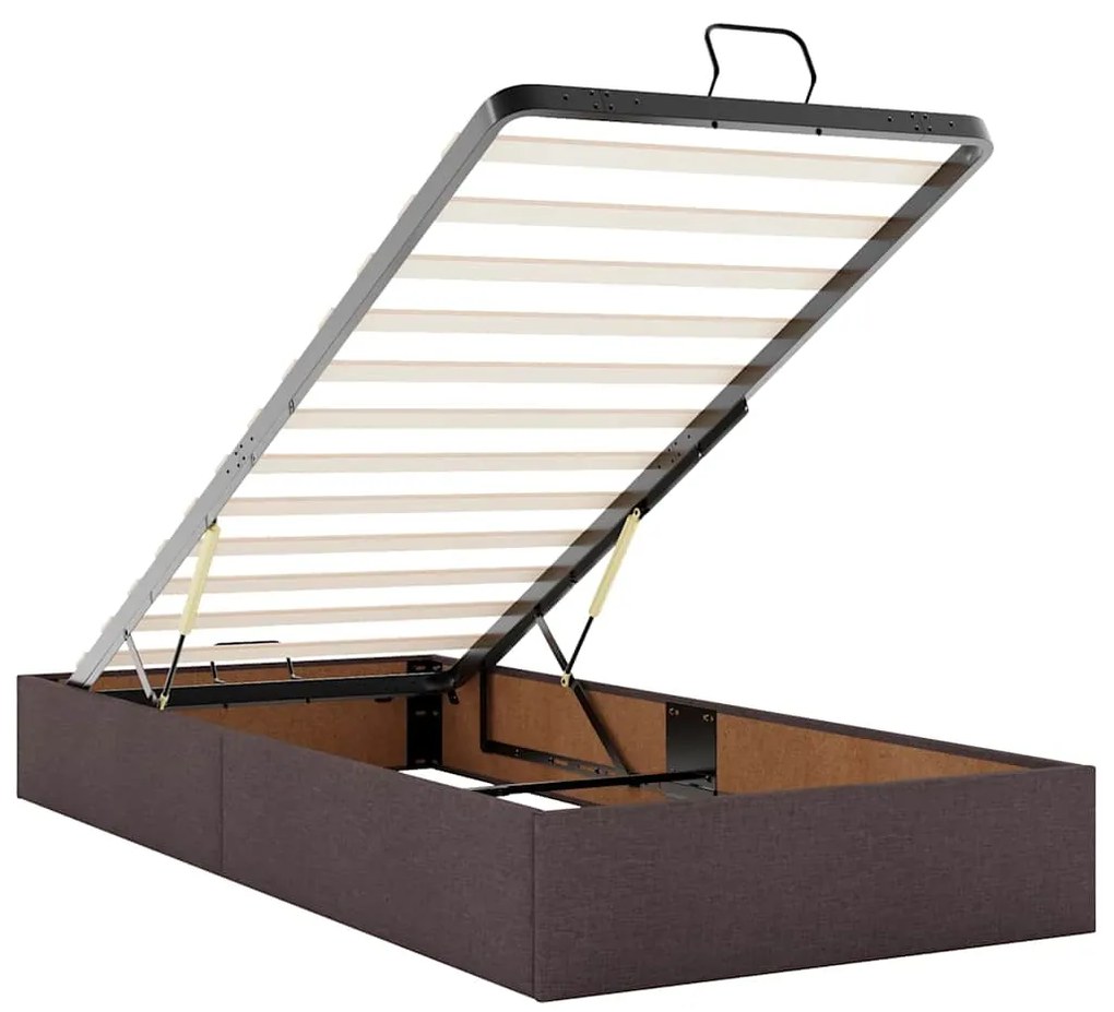 Estrutura cama otomana colchão 90x200 cm tecido castanho escuro