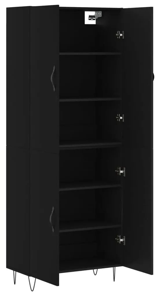 Armário alto 69,5x34x180 cm derivados de madeira preto