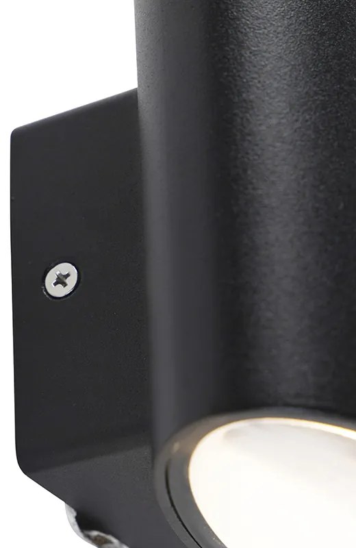 Candeeiro de parede exterior moderno preto com LED IP44 - Ovum Moderno