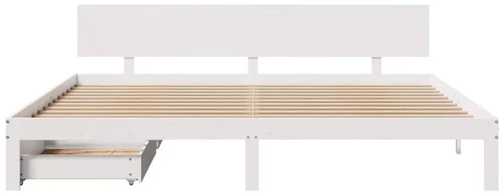 Estrutura de cama c/ gavetas 200x200 cm pinho maciço branco