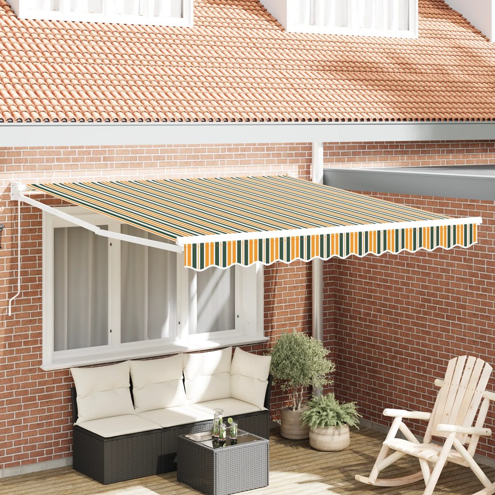 Toldo Manual Retrátil verde e amarelo 300x250 cm
