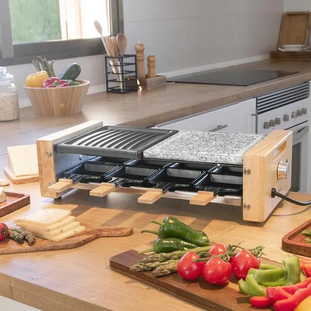 Grelhador Raclette Cheese&Grill 8400 Wood MixGrill com potência de 1200 W