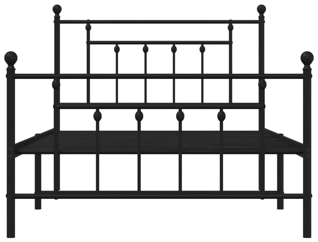 Estrutura de cama com cabeceira e pés 107x203 cm metal preto