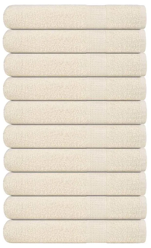 vidaXL Toalhas 10 pcs FROGN 100x200 cm 100% algodão creme