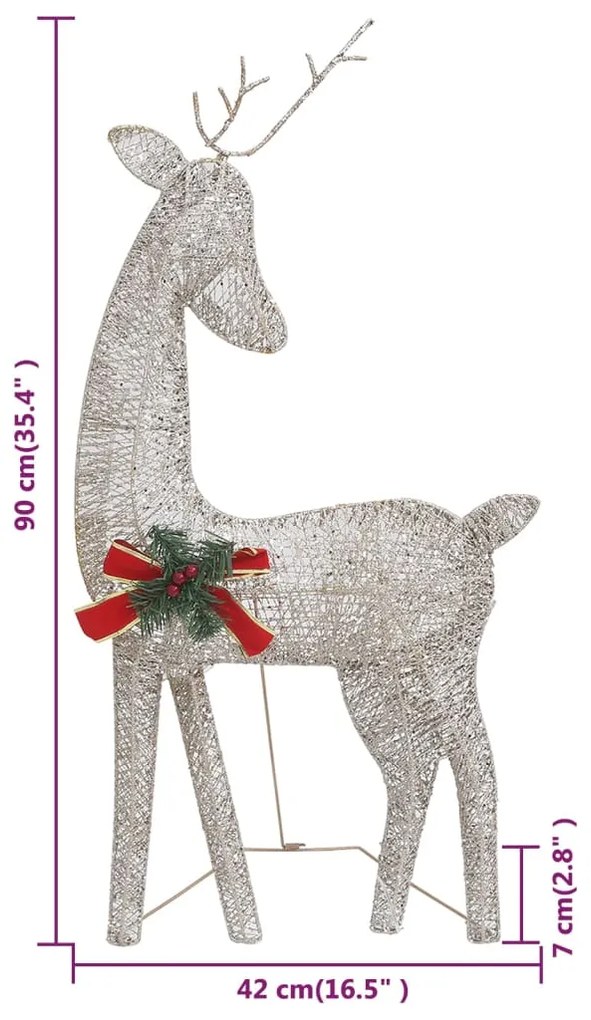 Renas de Natal 6 pcs malha dourado/branco quente