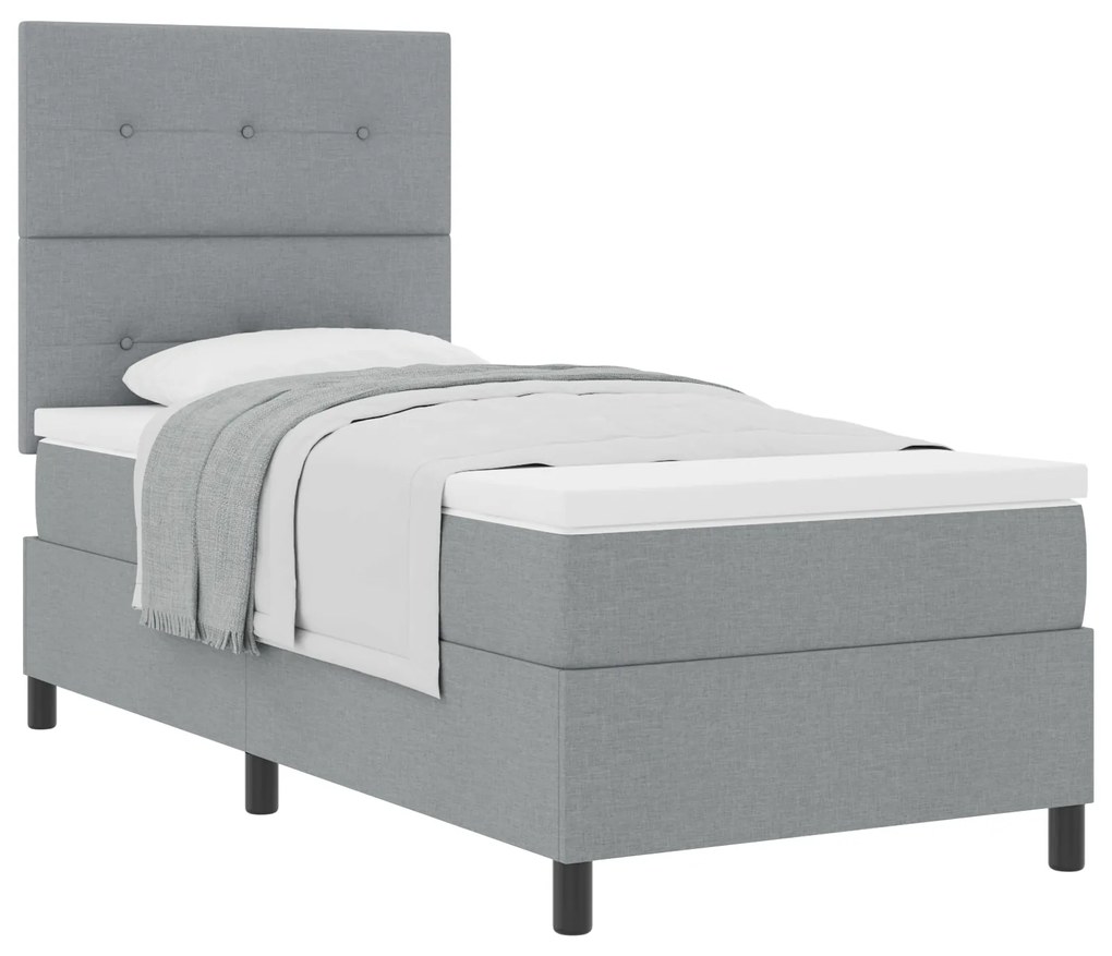 Cama Box com Colchão Cinza Claro 80x200 cm Tecido