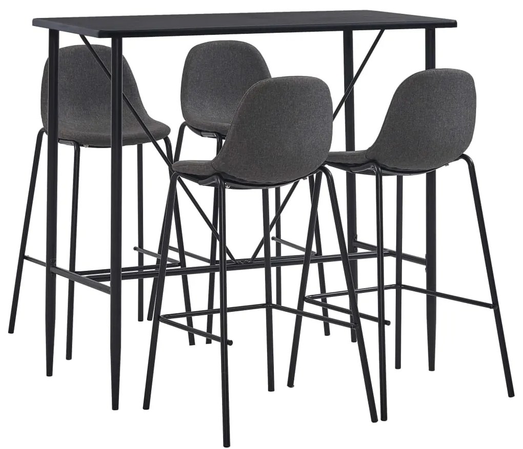 5 pcs conjunto de bar tecido cinzento-escuro