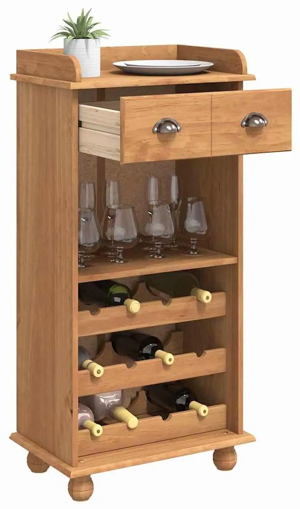 Armário para Vinho ASKIM com 12 Apoios para Garrafa em Madeira Sólida