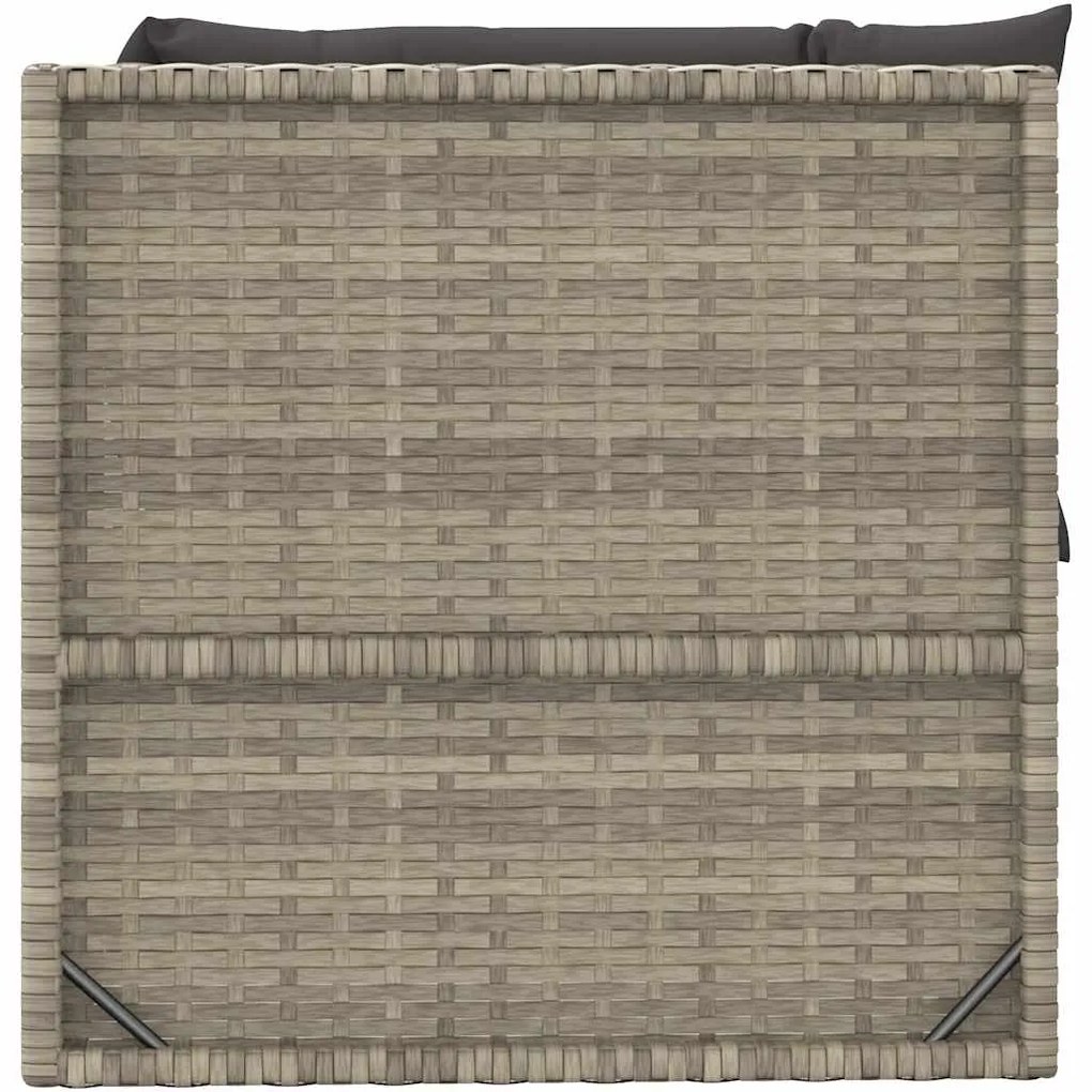 4 pcs conjunto lounge de jardim c/ almofadões vime PE cinzento