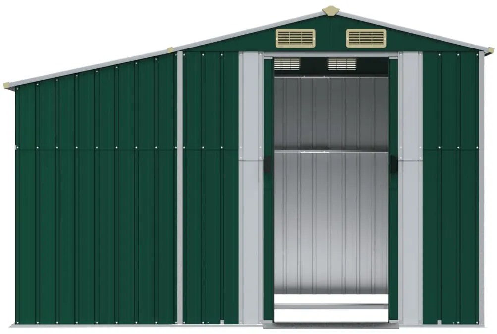 Abrigo de jardim 277x192,5x179 cm aço galvanizado verde