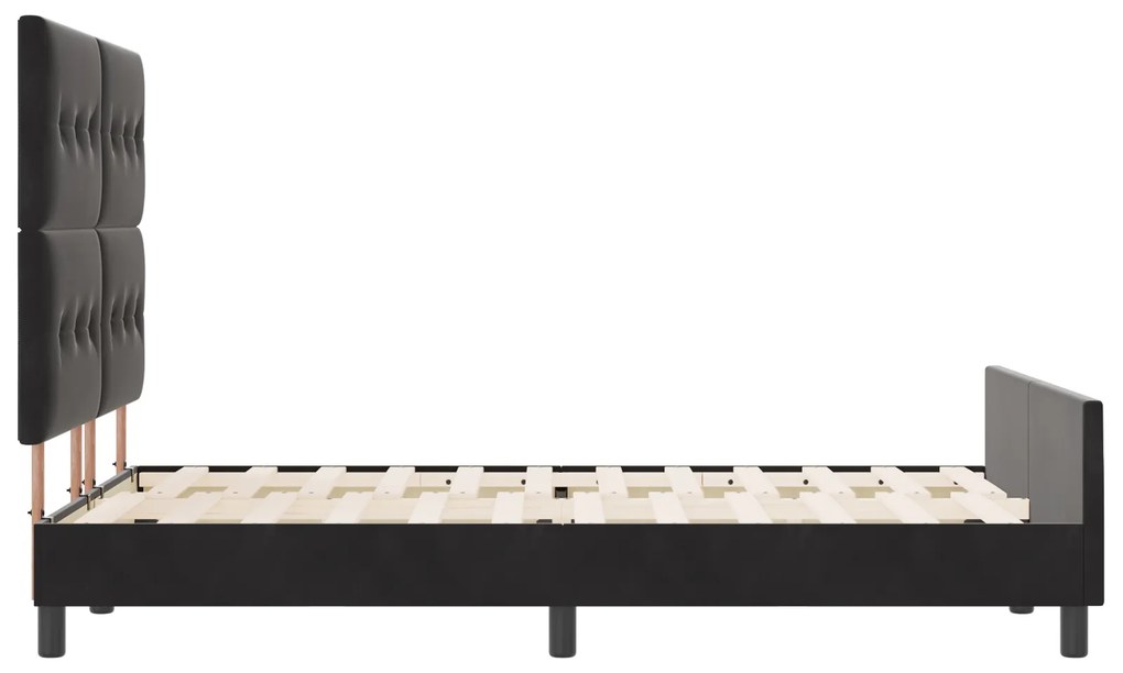 Estrutura de Cama de Veludo Preto vidaXL 160x200 cm
