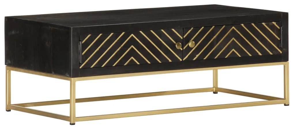 Mesa de centro 90x50x35 cm mangueira maciça preto e dourado