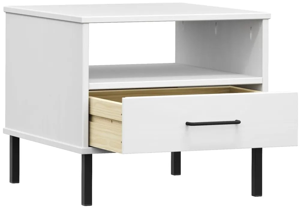 Mesa de cabeceira c/ pernas de metal pinho maciço OSLO branco