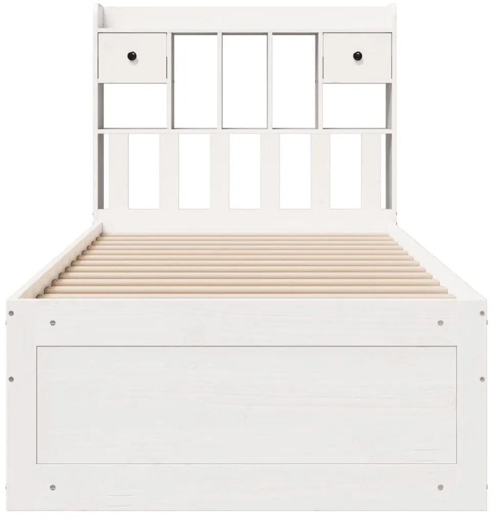 Cama com estante sem colchão 90x200 cm pinho maciço branco