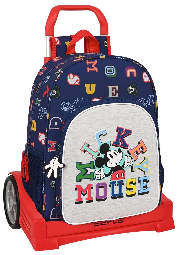 Mochila Escolar com Rodas Mickey Mouse Clubhouse Only One Azul Marinho (33 X 42 X 14 cm)