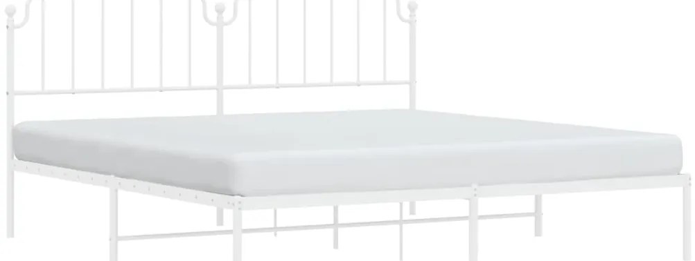 Estrutura de cama com cabeceira 200x200 cm metal branco