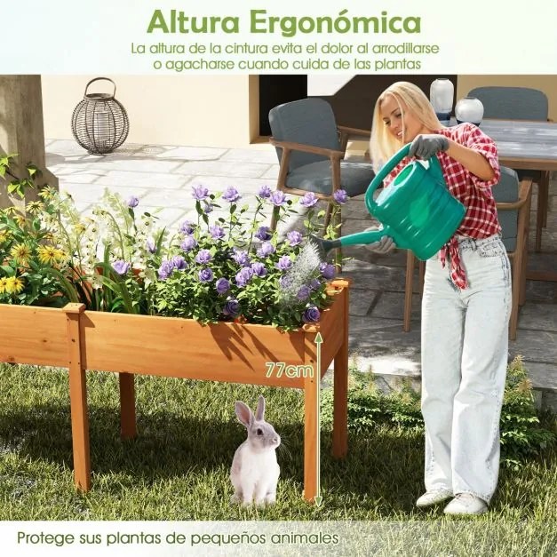 Floreira elevada com separador e 8 orifícios de drenagem para vegetais e flores para jardim ou terraço 184 x 58 x 77 cm Amarelo