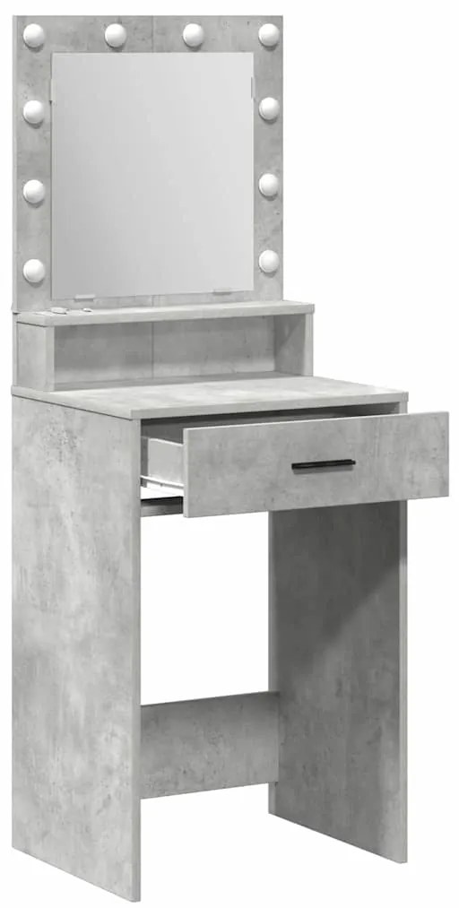 Mesa de Maquilhagem vidaXL com Luzes LED Cinza Concreto 50x41x135 cm