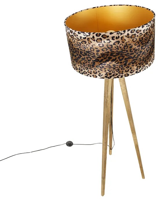 Tripé rústico com cúpula de leopardo 50 cm - Tripod Classic Clássico / Antigo