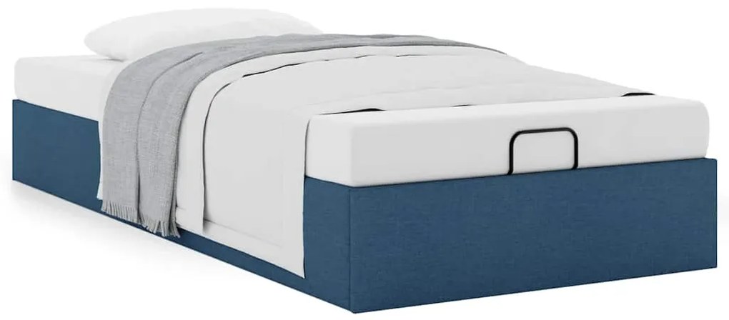 Estrutura de cama otomana sem colchão 90x200 cm tecido azul