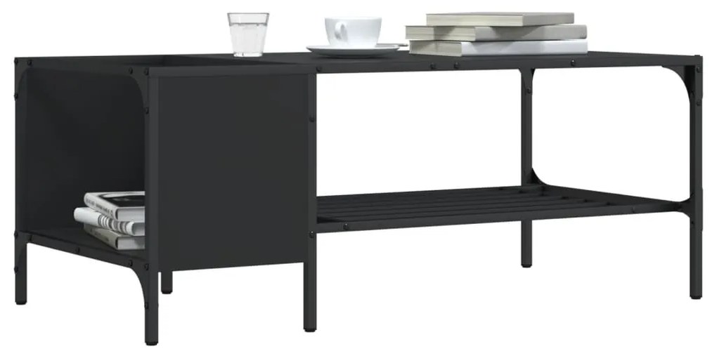 Mesa centro c/ prateleira 100x51x40 cm derivados madeira preto