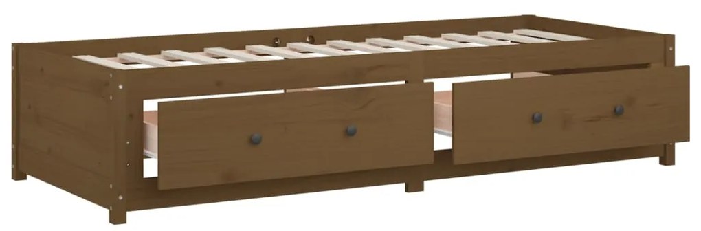 Sofá-cama solteiro pequeno 75x190 cm pinho maciço castanho mel