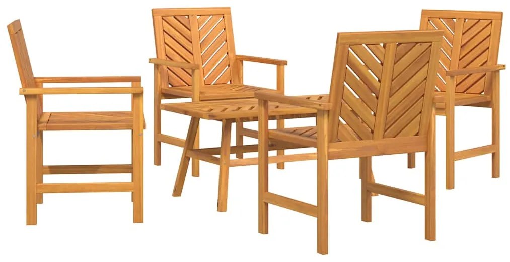 Conjunto de Lounge para Jardim de 4 Peças em Madeira Sólida de Acácia