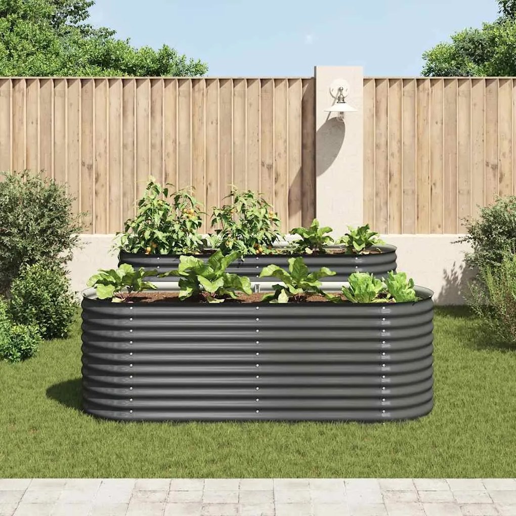 Canteiro elevado de jardim aço galvanizado 240x80x81cm cinzento