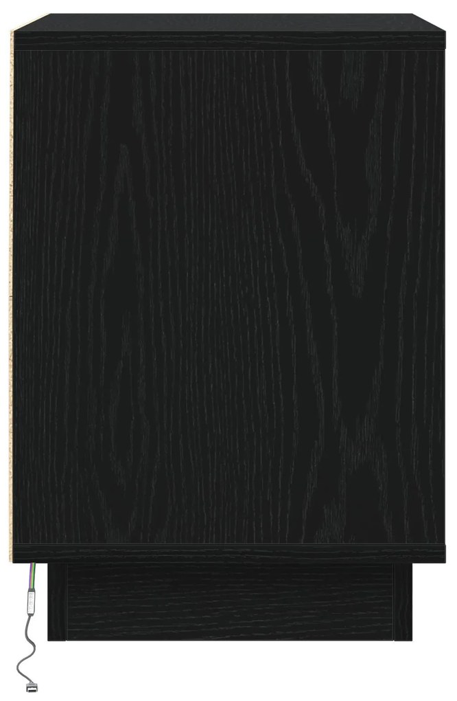 Mesa de Cabeceira com Luzes LED Preta 39x34,5x50 cm