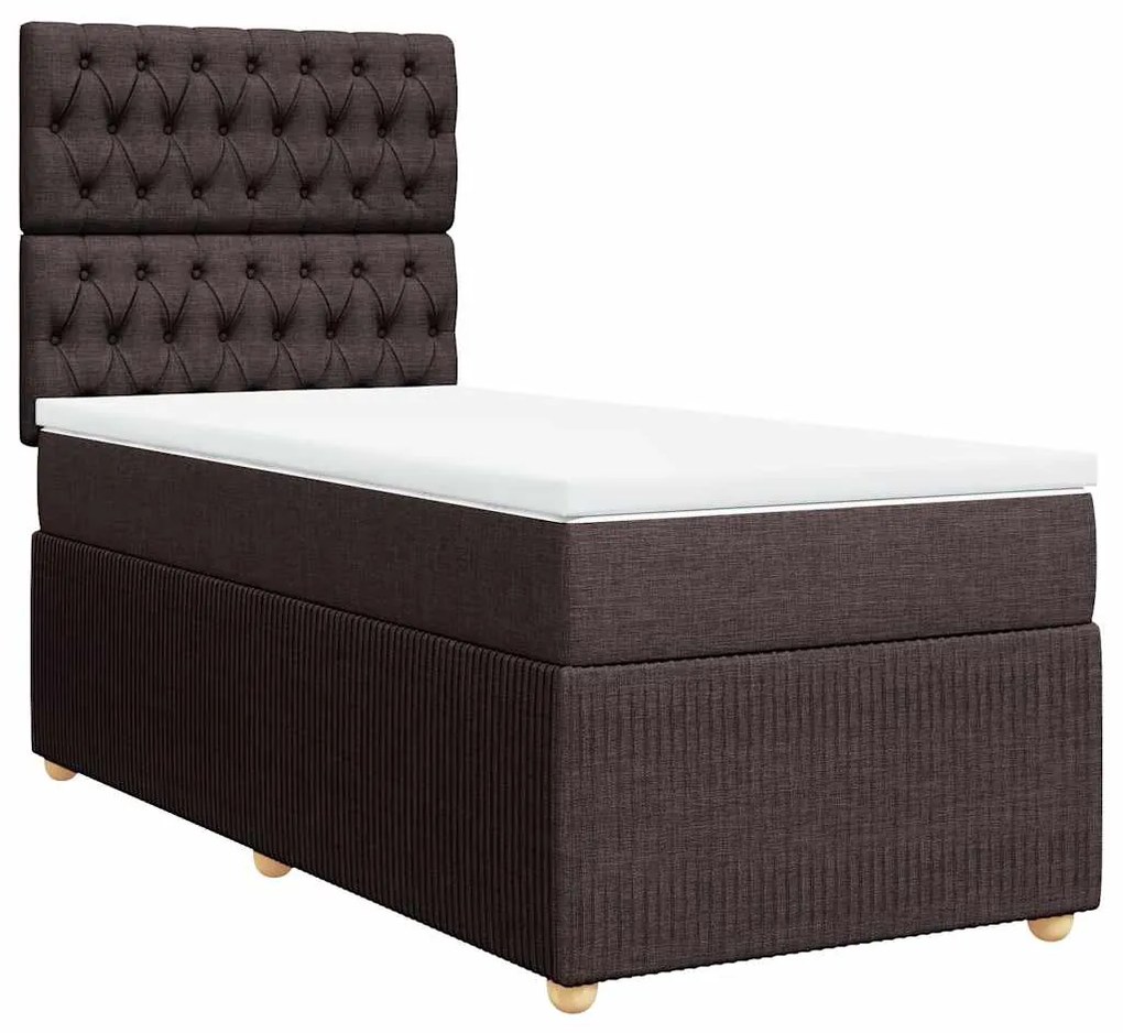 Cama com molas/colchão 80x200 cm tecido castanho-escuro