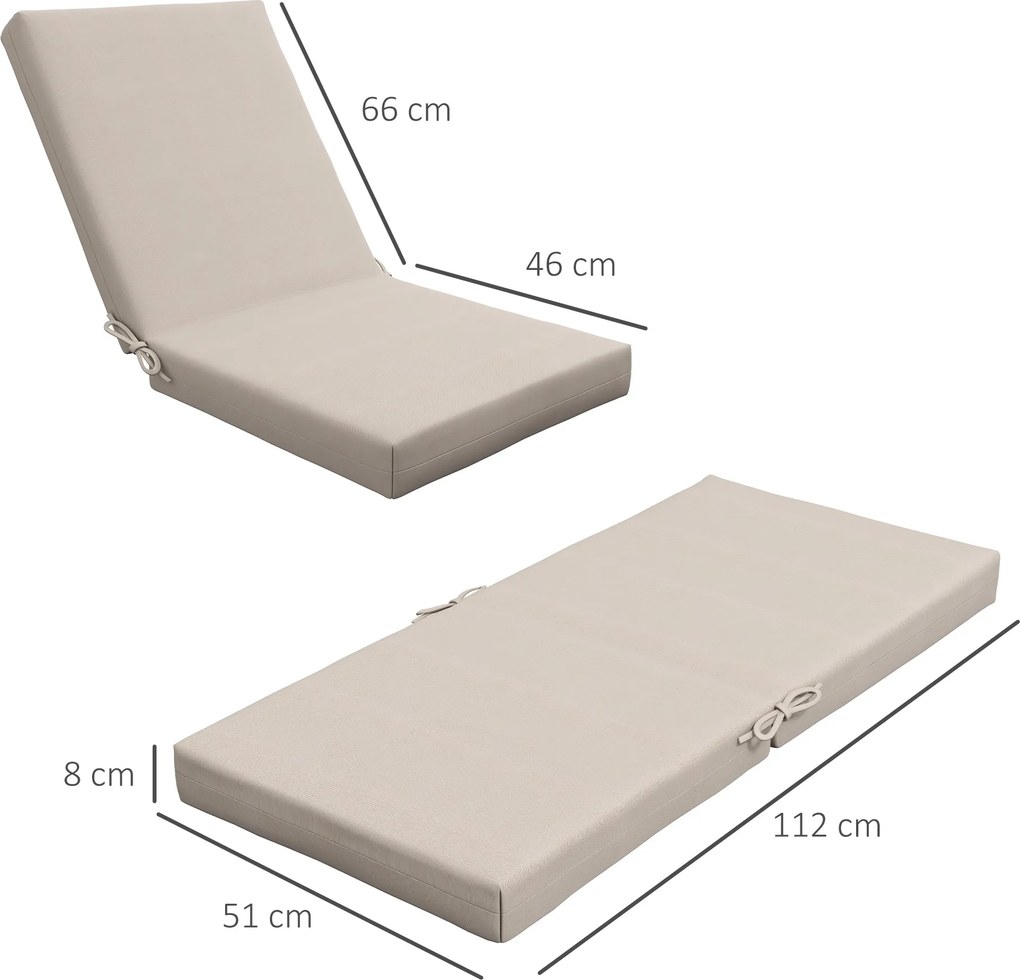 Conjunto de 2 almofadas de exterior para cadeira com encosto (CADEIRAS NÃO INCLUIDAS), com presilhas, enchimento de 8 cm, dimensões: 112 cm (C) x 51 c