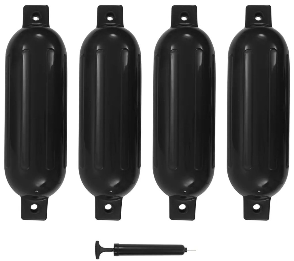 92381 vidaXL Defensas de barco 4 pcs 51x14 cm PVC preto