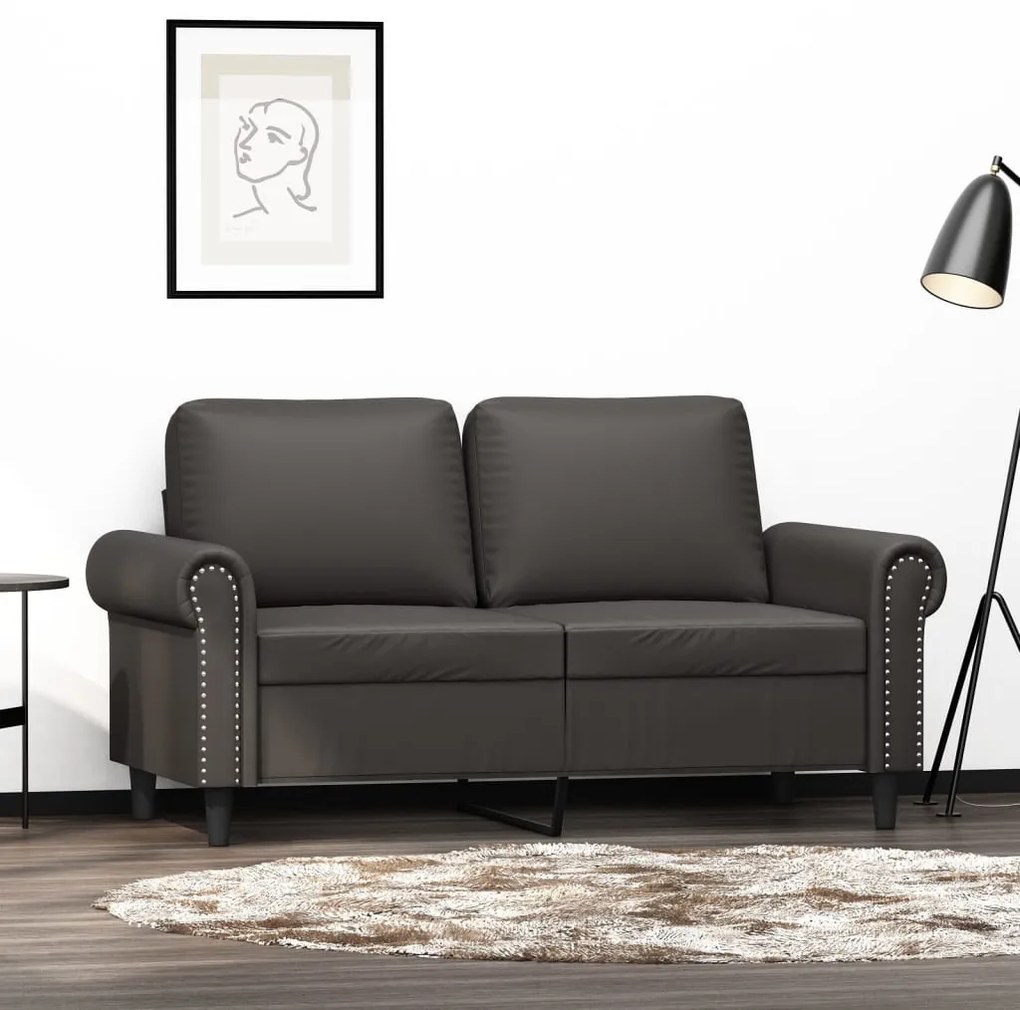 vidaXL Sofá de 2 lugares 120 cm couro artificial cinza