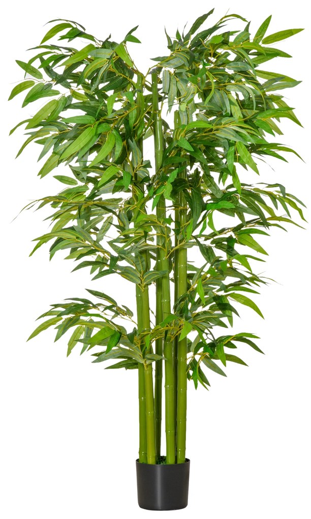 HOMCOM Planta Artificial 160 cm Bambu Artificial com 975 Folhas e Vaso Planta Artificial Decorativa para Interior e Exterior Verde | Aosom Portugal