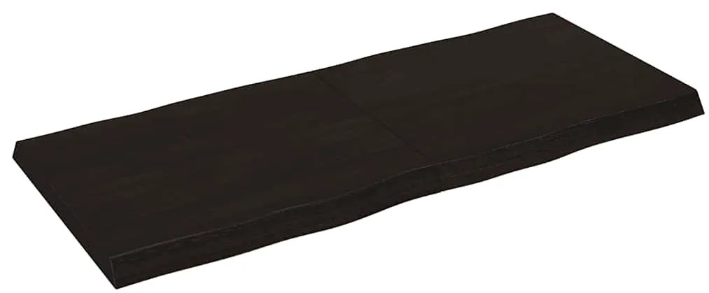Tampo de mesa com bordas vivas maciço tratado castanho-escuro