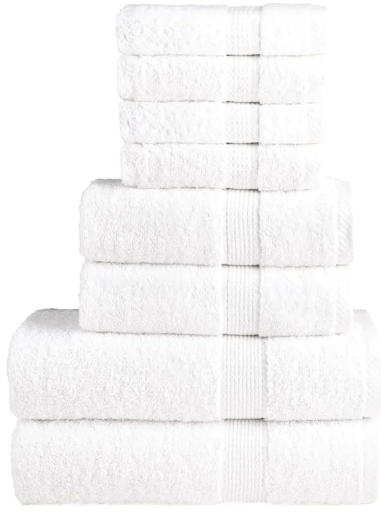 8pcs Conjunto toalhas banho premium SOLUND 600 gsm branco