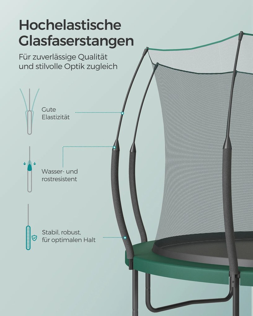 Trampolim Ø 366 cm com fecho de correr verde selva