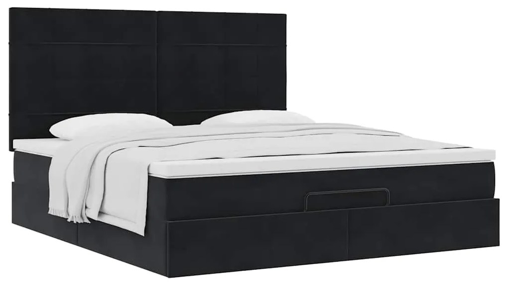 Estrutura de cama otomana com colchões 160x200 cm veludo preto