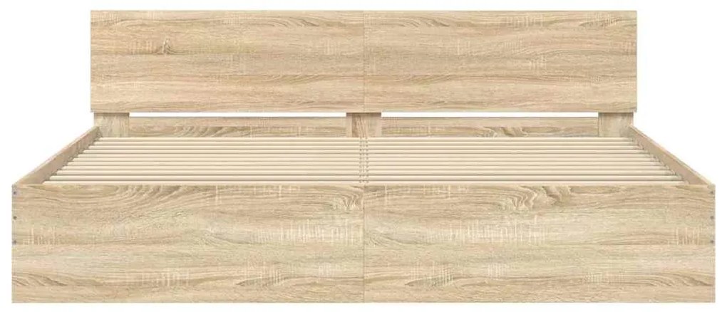 Estrutura de cama com cabeceira 180x200 cm carvalho sonoma