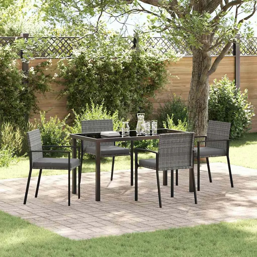 Conjunto de Jantar de Jardim 5 Peças Cinza Rattan PE