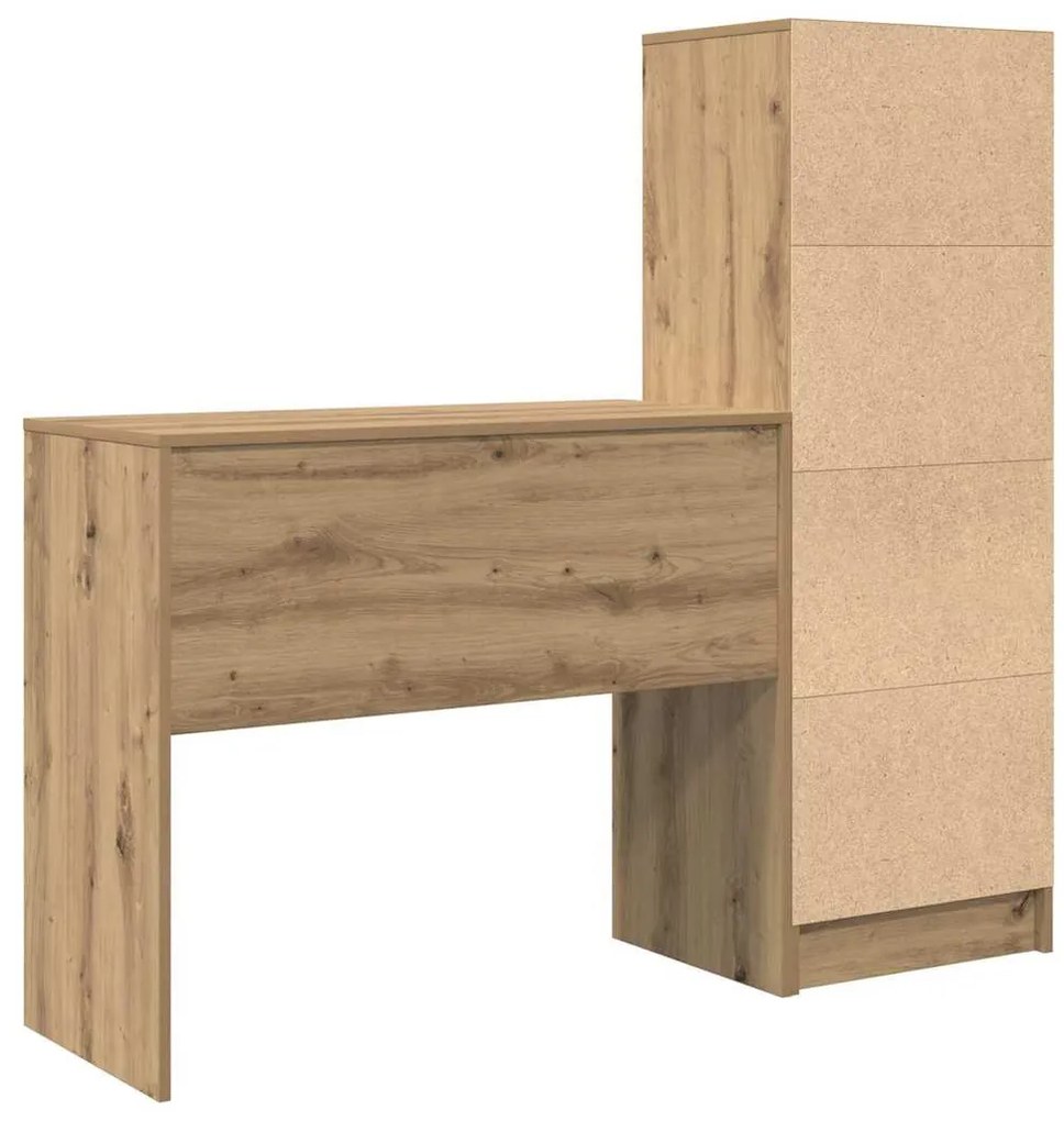 Mesa com Armazenamento Carvalho Artesanal Madeira de Engenharia