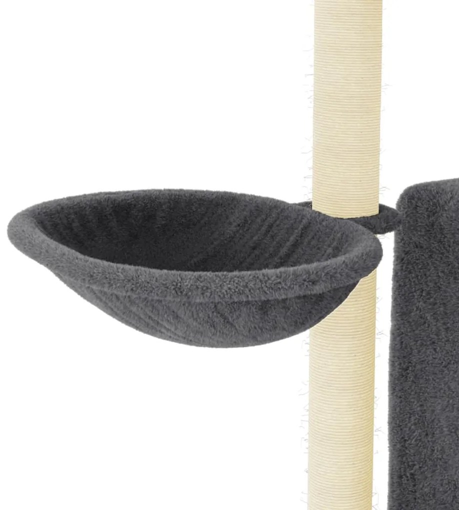 Árvore gatos c/ postes arranhadores sisal 96,5 cm cinza-escuro