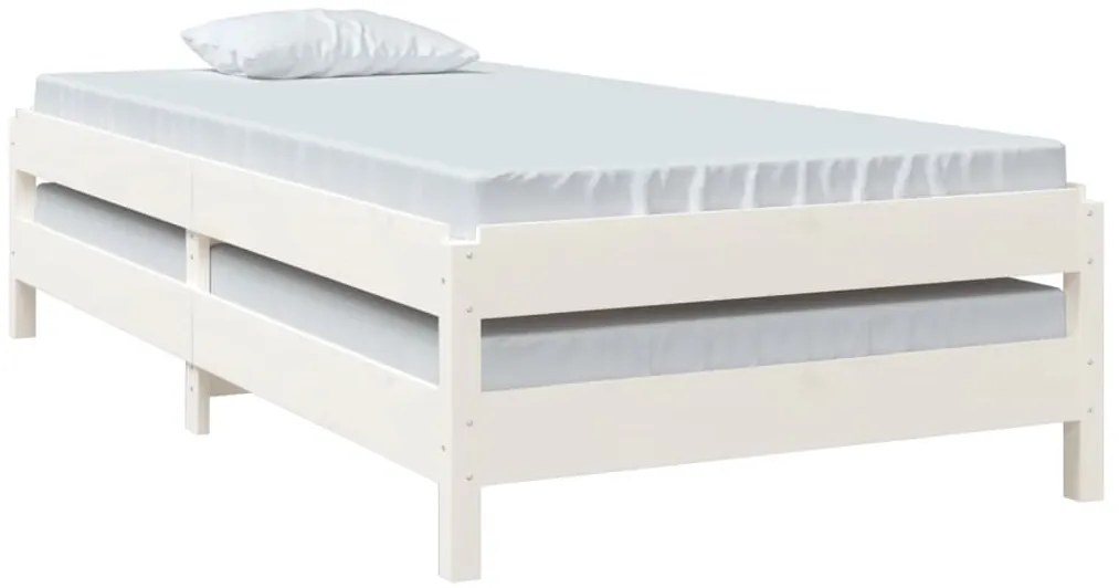 Cama empilhável 90x190 cm madeira de pinho maciça branco