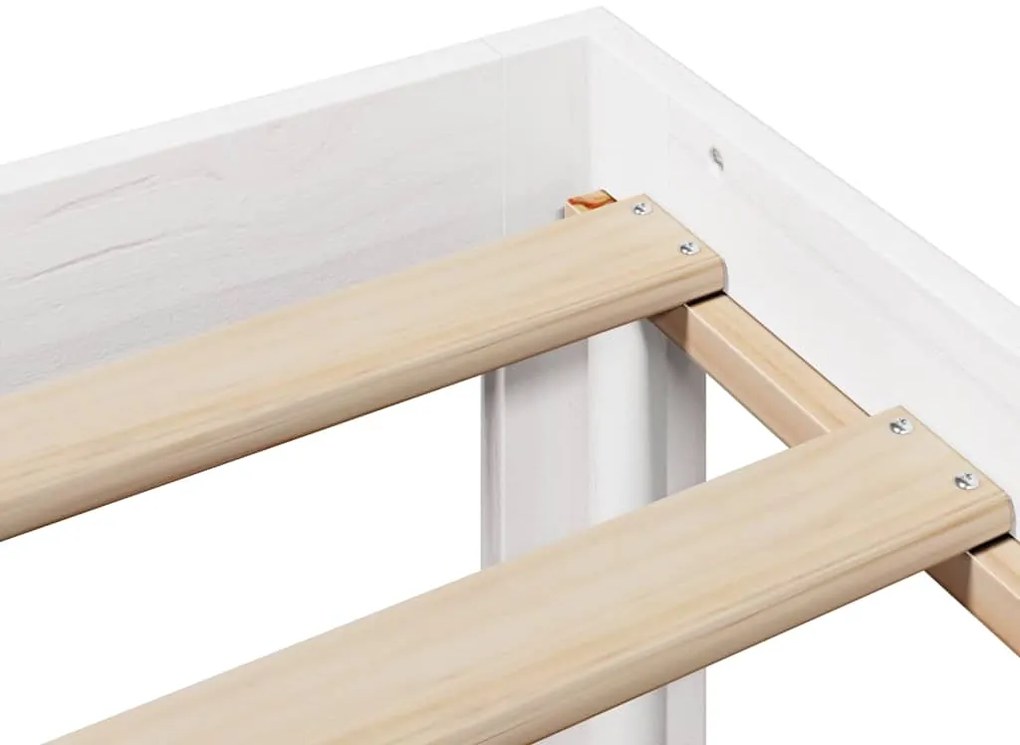 Cama com estante sem colchão 75x190 cm pinho maciço branco