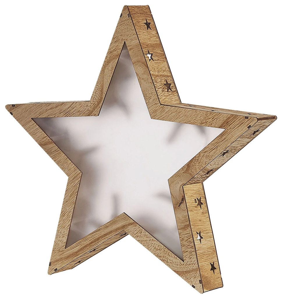 Decoração em madeira clara com LED em forma estrela 35 cm NASTOLA Beliani