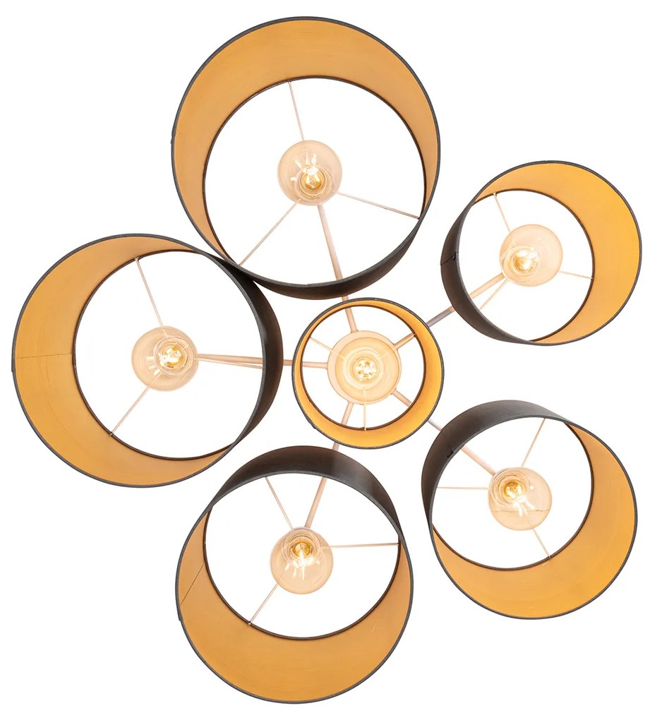 Luminária de teto taupe com interior dourado 6 luzes - Multidrum Moderno