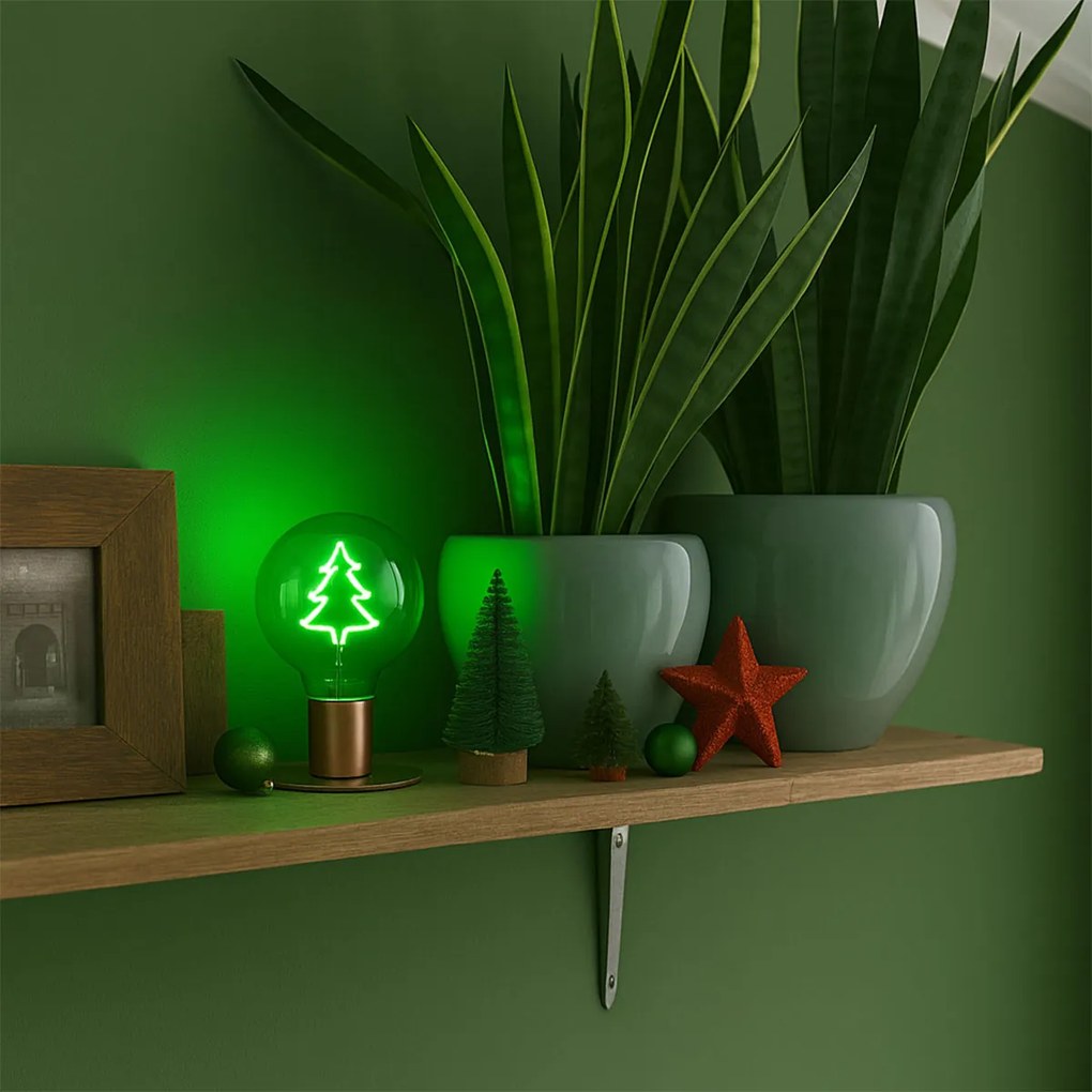 Lâmpada LED E27 de Natal Filamento Árvore de Natal G125 Transparente 1.8W 100 lm