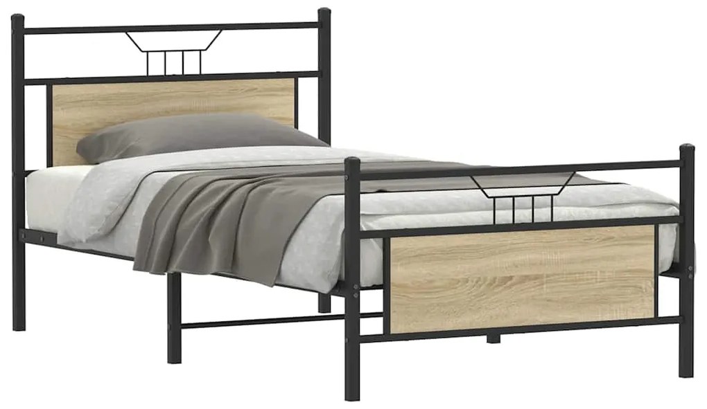 Estrutura de cama sem colchão 107x203 cm carvalho sonoma