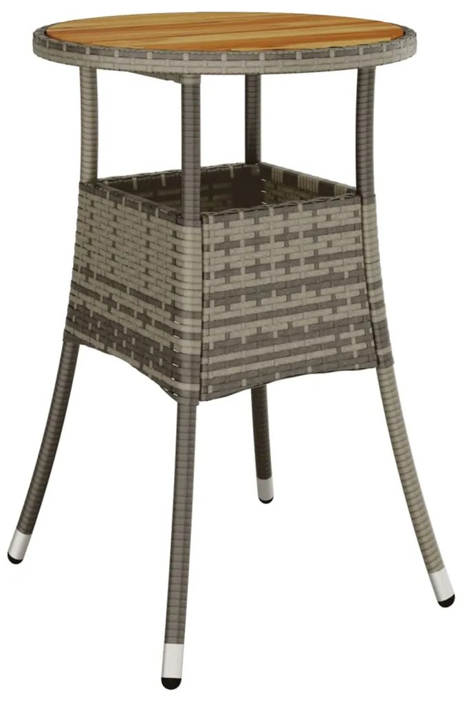 3 pcs conjunto jantar jardim c/ almofadões vime PE/acácia cinza