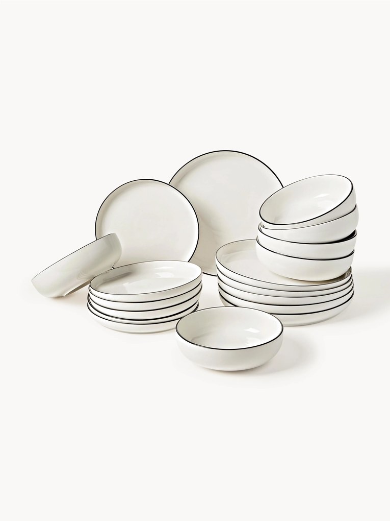 Conjunto de loiça em porcelana Facile, 6 pessoas, 18 uni.